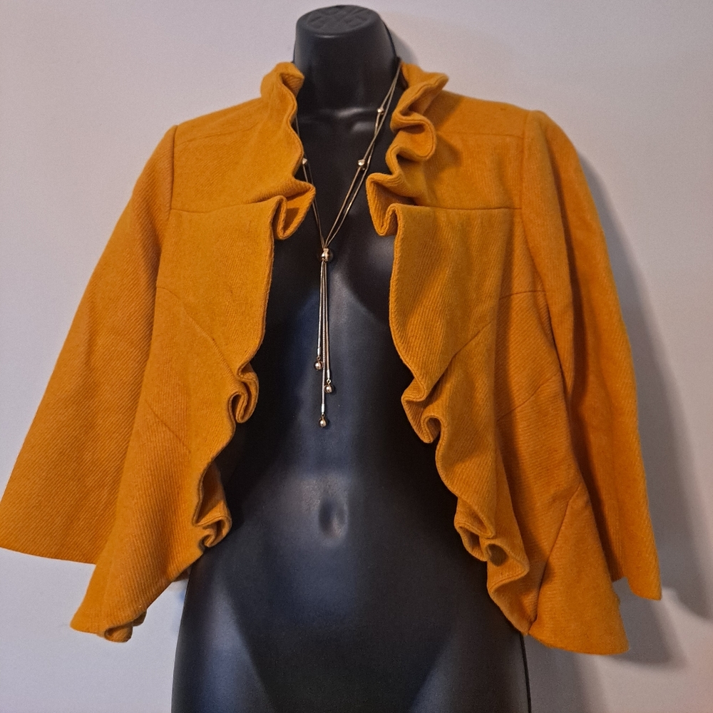Mustard Ruffle Jacket. - Picture 3 of 3